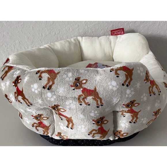 Rudolph The Red Nose Reindeer Cozy Cuddler Dog Pet Bed Soft Christmas NEW - Picture 11 of 16